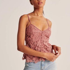 Abercrombie & Fitch Lace Peplum Cami Pink Tank Top Size S